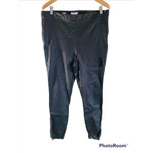 Nine West Black Vegan Leather Moto Side zip High Rise Skinny Dress Pants